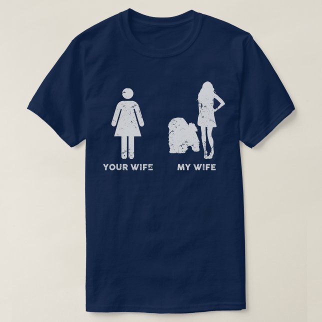 T-shirt Mens My Lhasa Apso Your My Wife Cadeau  (Design devant)