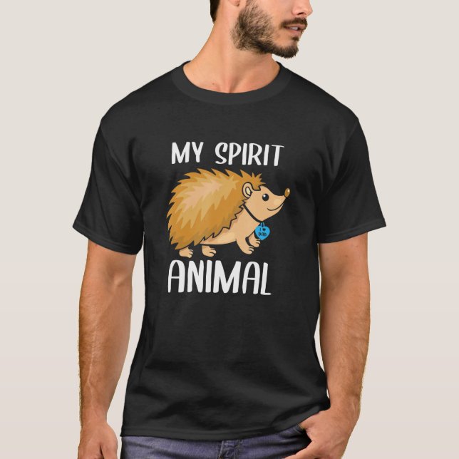 T-shirt Mens My Spirit Animal Hérisson I Love Papa Coeur V (Devant)