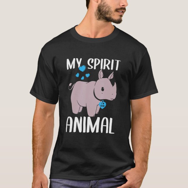 T-shirt Mens My Spirit Animal Rhino I Love Papa Heart Vale (Devant)