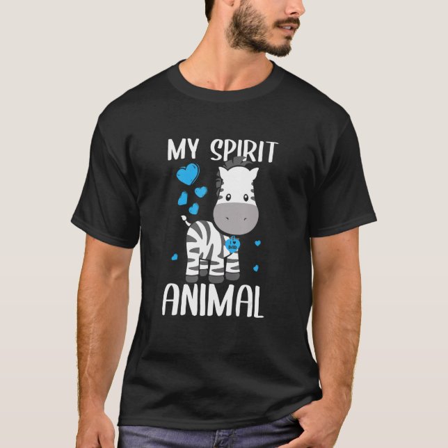 T-shirt Mens My Spirit Animal Zebra I Love Papa Heart Vale (Devant)