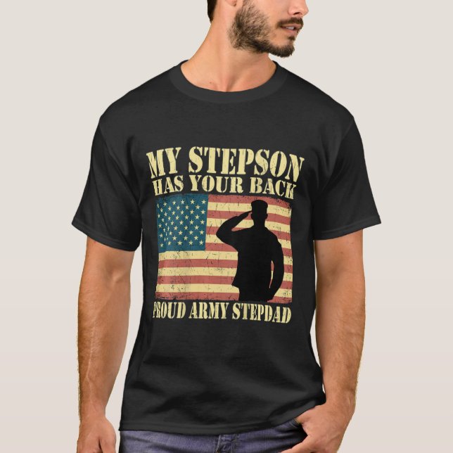T-shirt Mens My Stepson A Ton Dos - Fière Armée Stepdad (Devant)