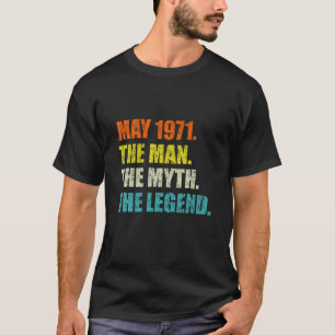 T-shirt Mens Né Mai 1971 Vintage 50E Anniversaire Cool Le