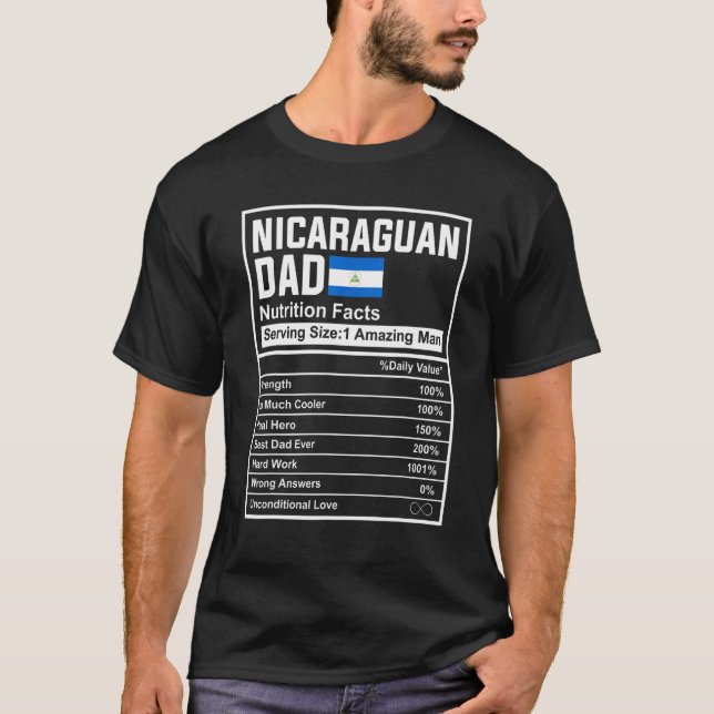 T-shirt Mens Nicaraguan Dad Nutrition Facts Father's Day N (Devant)