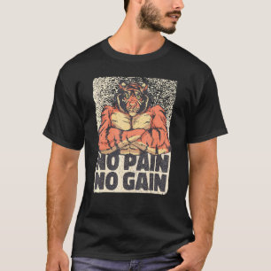 T-shirt Mens No Pain No Gain Tiger Avec Muscles Gym Exerci