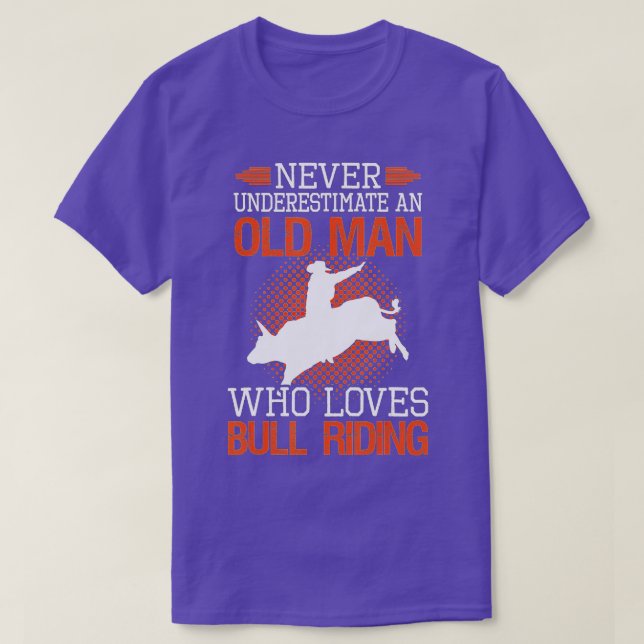 T-shirt Mens Old Man Love Bull Riding Bull Rider s (Design devant)