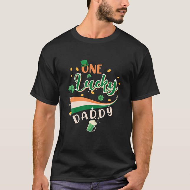 T-shirt Mens One Lucky Daddy St Patrick’S Day Rainbow Funn (Devant)