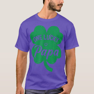T-shirt Mens One Lucky Papa Shamrock Four Leaf Clover St P