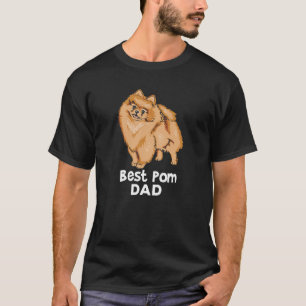 T-shirt Mens Orange Pomeranian Best Pom Papa