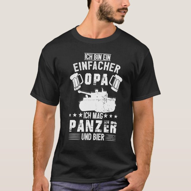T-shirt Mens Panzer Opa Beer Allemand Forces Armées Tank D (Devant)