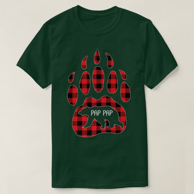 T-shirt Mens Pap Pap Bear Red Plaid Buffalo Pap Pap Matchi (Design devant)