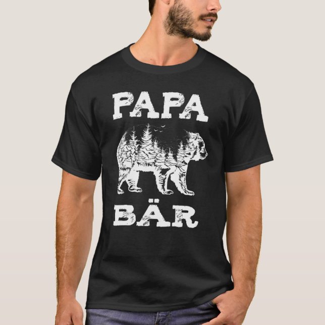 T-shirt Mens Papa Bear Forest Design (Devant)