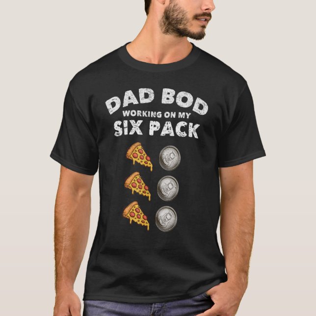 T-shirt Mens Papa Bod Six Back Abs Père Figure Pizza Bee (Devant)