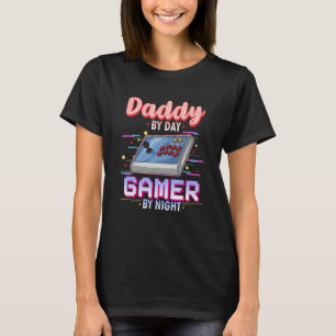 T-shirt Mens Papa By Day Gamer By Night Arcade Stick Gami
