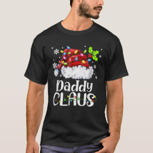 T-shirt Mens Papa Claus Père Noël Chapeau Noël Lumière