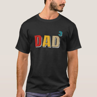 T-shirt Mens Papa Cubed, Papa3, Papa de Trois Fêtes des pè