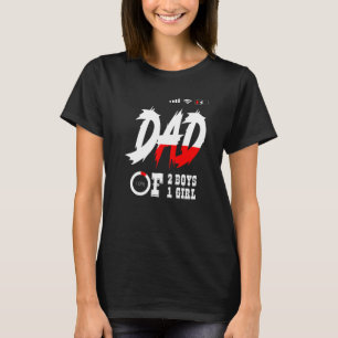 T-shirt Mens Papa De 2 Garçons 1 Fille Père Ou Grand-Père