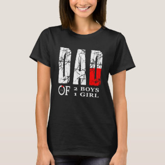 T-shirt Mens Papa De 2 Garçons 1 Fille Père Ou Grand-Père