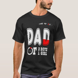 T-shirt Mens Papa De 2 Garçons 1 Fille Père Ou Grand-Père