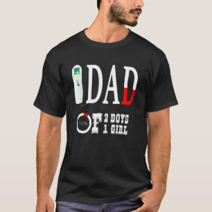 T-shirt Mens Papa De 2 Garçons 1 Fille Père Ou Grand-Père