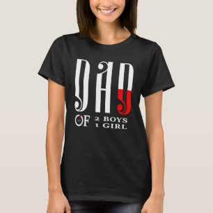 T-shirt Mens Papa De 2 Garçons 1 Fille Père Ou Grand-Père