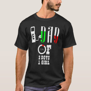 T-shirt Mens Papa De 2 Garçons 1 Fille Père Ou Grand-Père