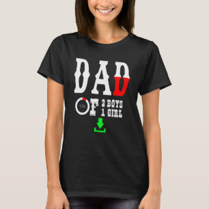 T-shirt Mens Papa De 2 Garçons 1 Fille Père Ou Grand-Père 