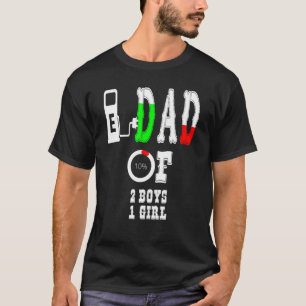 T-shirt Mens Papa De 2 Garçons 1 Fille Père Ou Grand-Père