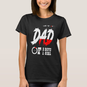 T-shirt Mens Papa De 2 Garçons 1 Fille Père Ou Grand-Père