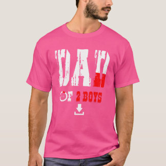 T-shirt Mens Papa De 2 Garçons Père Ou Grand-Père De 2 Enf