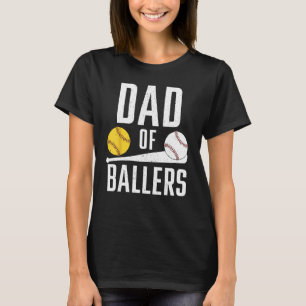 T-shirt Mens Papa de Ballers Papa de softball et de baseba