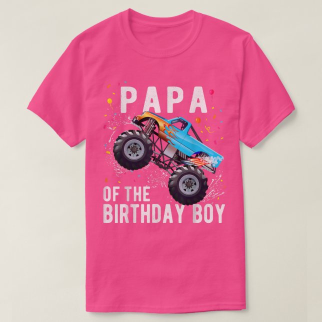 T-shirt Mens Papa De L'Anniversaire Garçon Monster Camion  (Design devant)