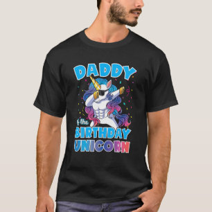 T-shirt Mens Papa De L'Anniversaire Unicorn Dabbing Unicor