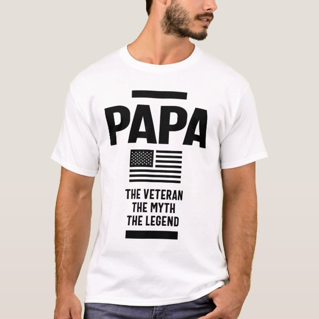T-shirt Mens Papa L'Ancien Le Mythe La Légende (Devant)