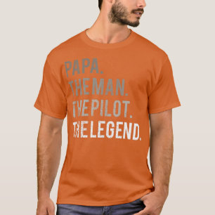 T-shirt Mens Papa L'Homme Le Pilote La Légende Aviation Da