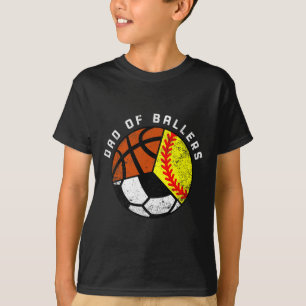 T-shirt Mens Papa Of Byllers Fun Softbyll Soccer Bysketbyl