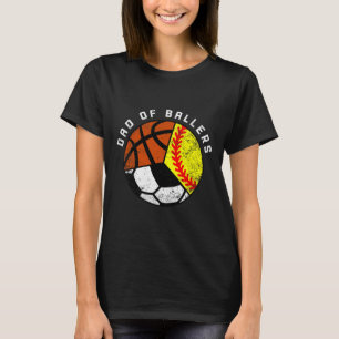 T-shirt Mens Papa Of Byllers Fun Softbyll Soccer Bysketbyl