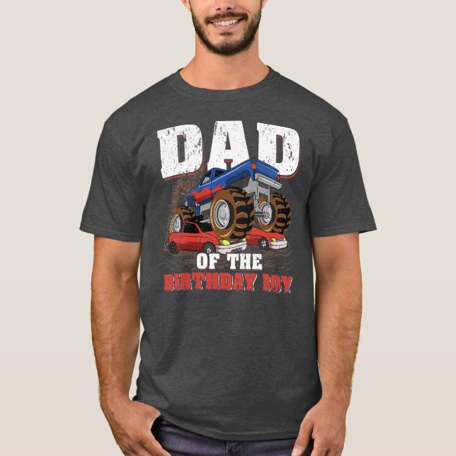 T-shirt Mens Papa of The Birthday Boy Funny Monster Truck (Devant)