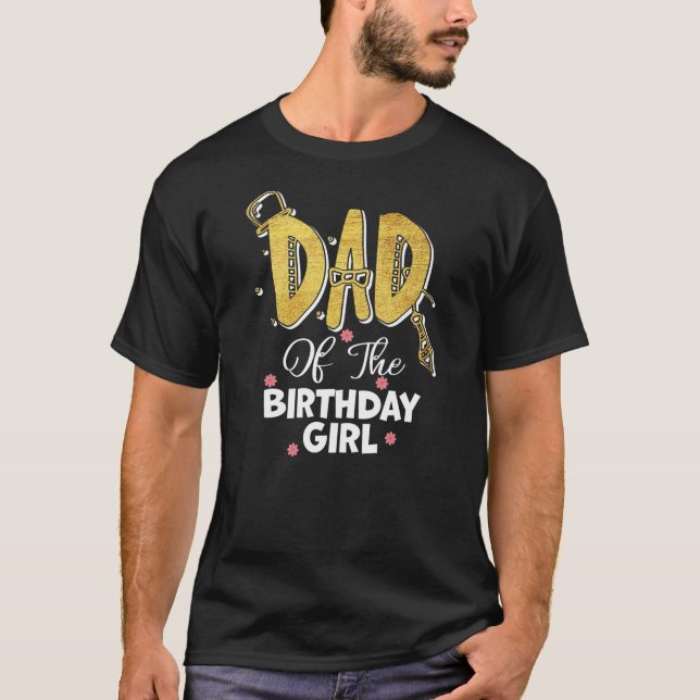 T-shirt Mens Papa of the Birthday Girl Daughter Matching (Devant)