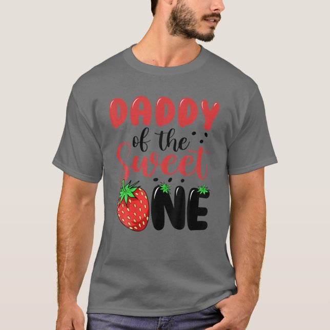 T-shirt Mens Papa Of The Sweet One Strawberry 1Er B (Devant)