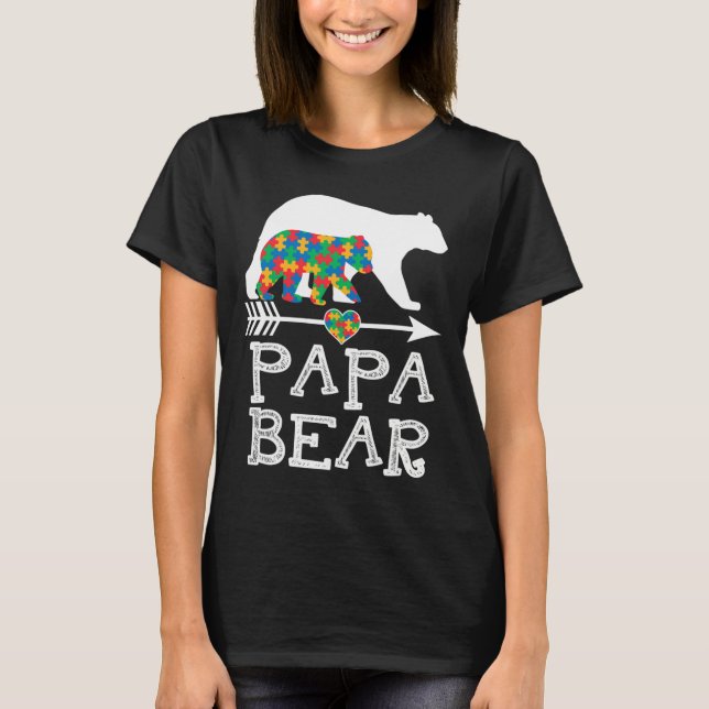 T-shirt Mens Papa Ours Autisme Hommes Père Papa Autisme Aw (Devant)