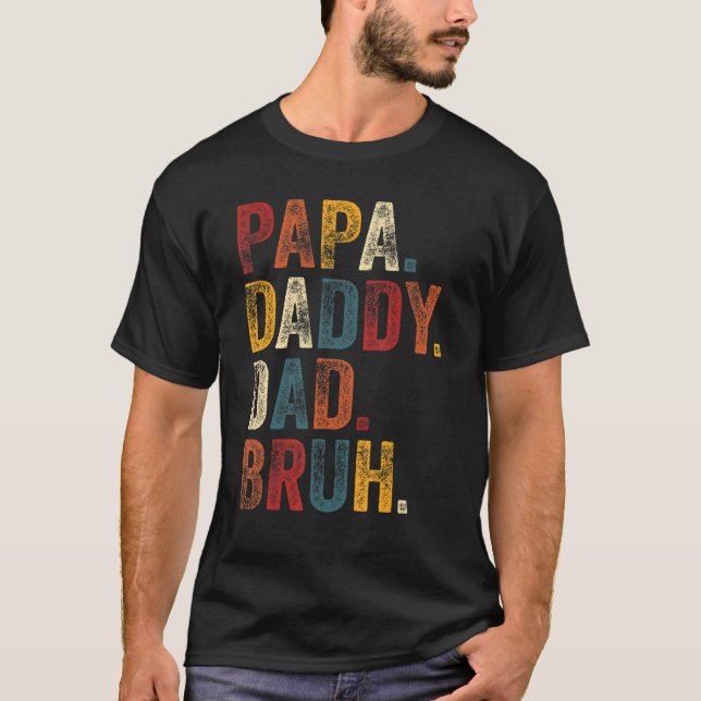 T-shirt Mens Papa Papa Papa Papa Papa Bruh Papa Et Moi Fil (Devant)