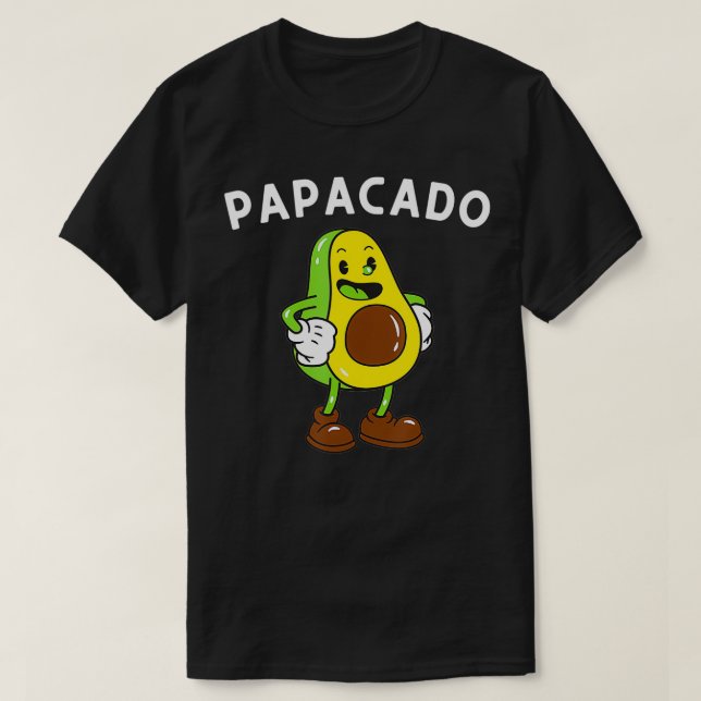 T-shirt Mens Papacado Papa Père Avocado Lover & Guacamol (Design devant)