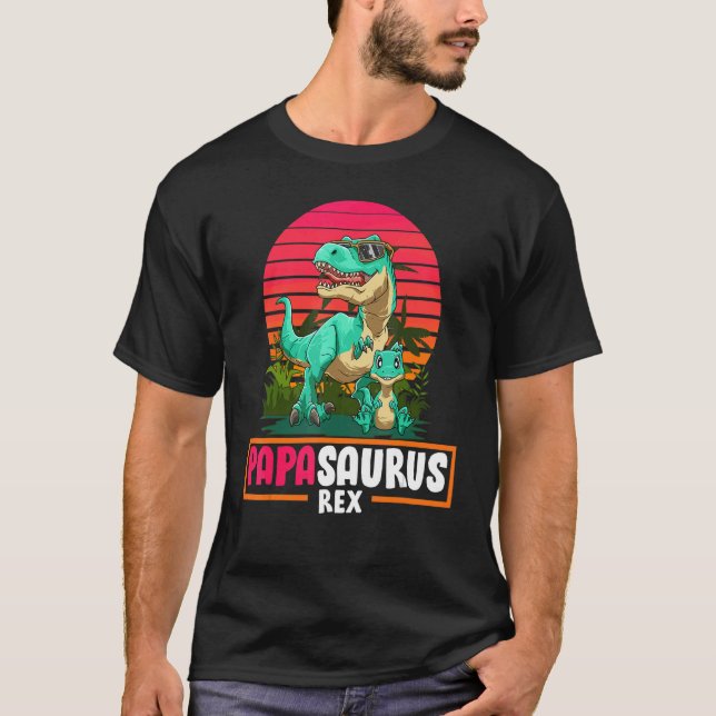 T-shirt Mens Papasaurus Dadasaurus Cool Dinosaur Papa Fils (Devant)