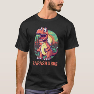T-shirt Mens Papasaurus Retro Tyrannosaurus Rex Dinosaur D