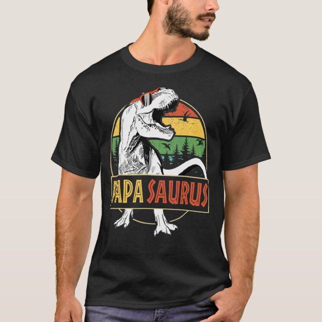 T-shirt Mens Papasaurus Rex Dinosaur Papa Saurus Pères (Devant)