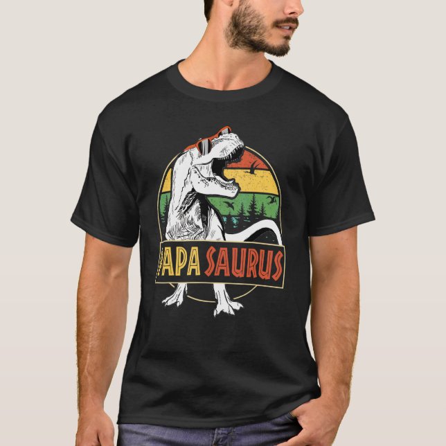 T-shirt Mens Papasaurus Rex Dinosaur Papa Saurus Pères (Devant)