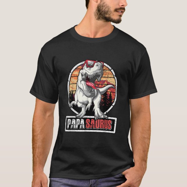 T-shirt Mens Papasaurus T Rex Dinosaur Papa Daddy Saurus F (Devant)