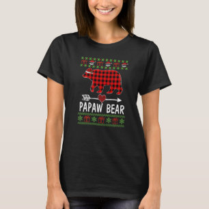 T-shirt Mens Papaw Bear Père Noël Red Plaid Family Pyjama