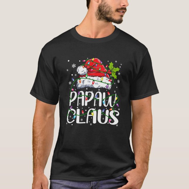 T-shirt Mens Papaw Claus Noël Santa Chapeau Correspondant  (Devant)