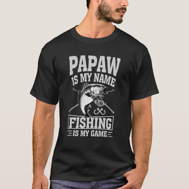 T-shirt Mens Papaw Est Mon Nom Pêche Est Mon Jeu Pêcheur (Devant)